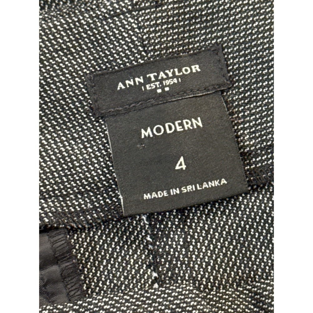 Ann Taylor Modern Grey Micro Check Wide Leg Dress Pants Womens 4 Office Career - Picture 11 of 12